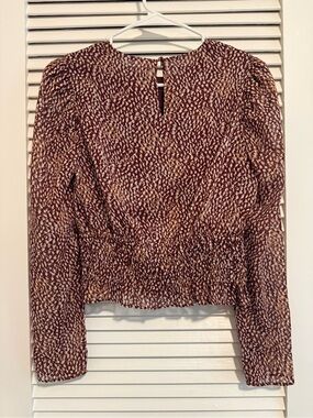 Express Brown & White Printed Sleeveless Top